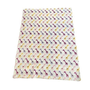 HB Hudson Baby Blanket Minky  30 x 40 Reversible Soft Pink Purple Giraffe Print